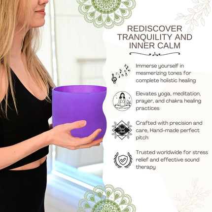 432hz 10 inch Quartz Crystal Singing Bowl Colored B Note with Carrying Case