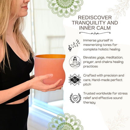 432hz 10 inch Quartz Crystal Singing Bowl Colored D Note with Carrying Case