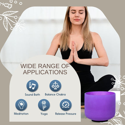 432hz 10 inch Quartz Crystal Singing Bowl Colored B Note with Carrying Case