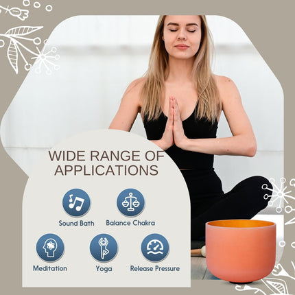 432hz 10 inch Quartz Crystal Singing Bowl Colored D Note with Carrying Case