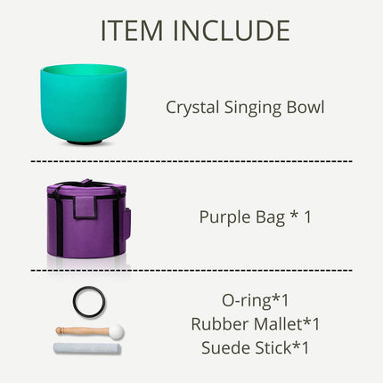 432hz 8 inch Quartz Crystal Singing Bowl Colored F Note with Carrying Case