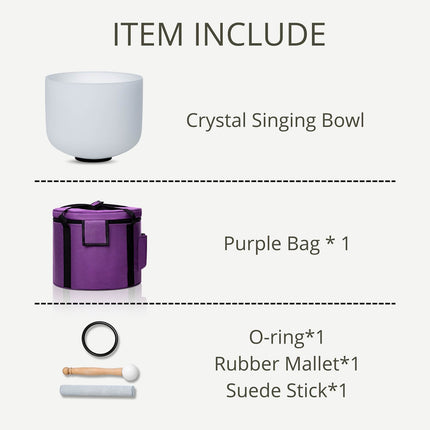 432hz 8 inch Quartz Crystal Singing Bowl Pure White G Note with Carrying Case