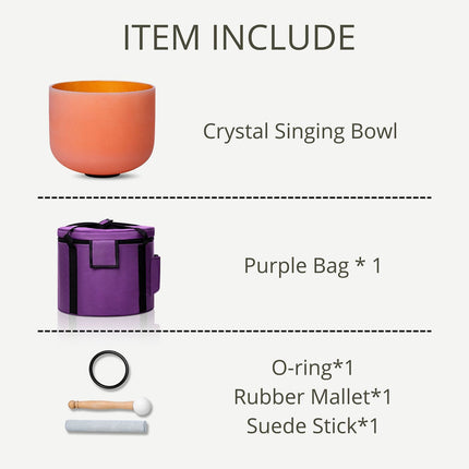 432hz 8 inch Quartz Crystal Singing Bowl Colored D Note with Carrying Case