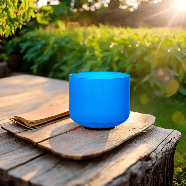 432hz 8 inch Quartz Crystal Singing Bowl Colored G Note with Carrying Case