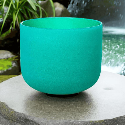 432hz 8 inch Quartz Crystal Singing Bowl Colored F Note with Carrying Case