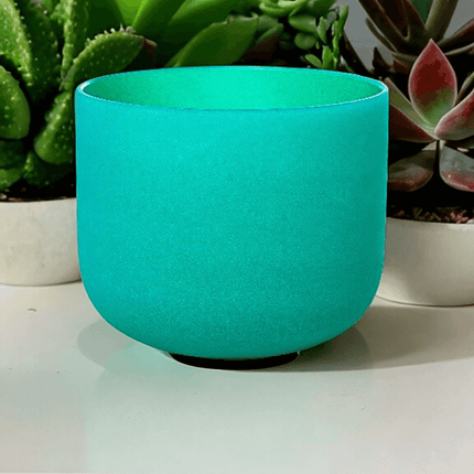 432hz 8 inch Quartz Crystal Singing Bowl Colored F Note with Carrying Case