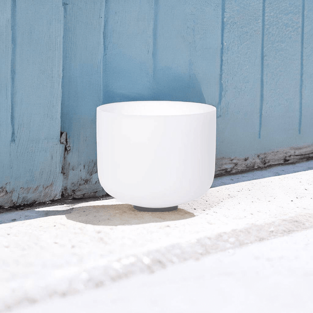 432hz 8 inch Quartz Crystal Singing Bowl Pure White E Note with Carrying Case