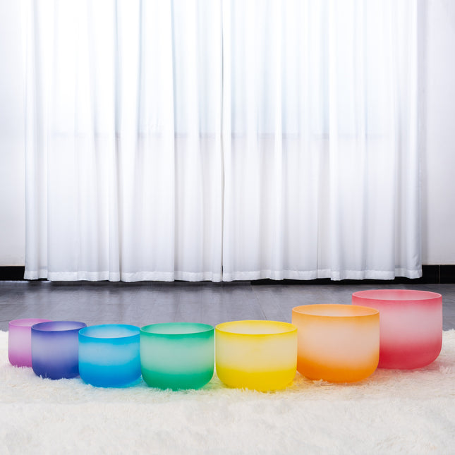 432hz Quartz Crystal Singing Bowl Aria Gradient Design set of 7
