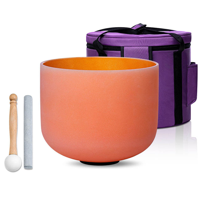 432hz 10 inch Quartz Crystal Singing Bowl Colored D Note with Carrying Case