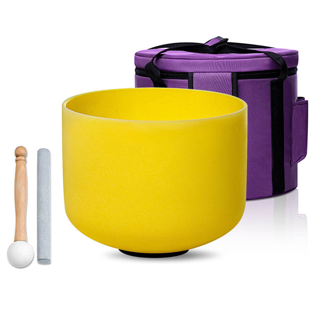 432hz 8 inch Quartz Crystal Singing Bowl Colored E Note with Carrying Case