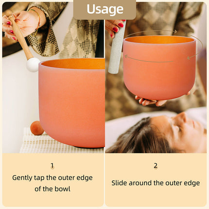 432hz 10 inch Quartz Crystal Singing Bowl Colored D Note with Carrying Case