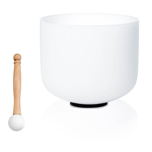 8 inch Crystal Singing Bowl White for Healing Mindfulness Meditation Yoga Sound Baths with Mallet