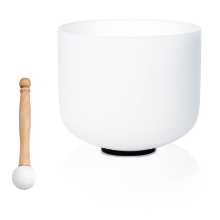 432hz 8 inch Quartz Crystal Singing Bowl Pure White D Note